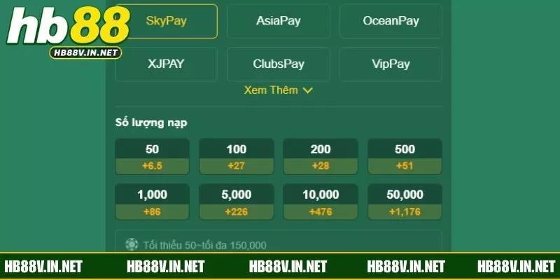 Thực hiện nạp tiền HB88 an toàn và thuận lợi